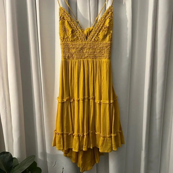mahina | Dresses | Mahina Mustard Dress With Crochet And Lace Detailing |  Poshmark